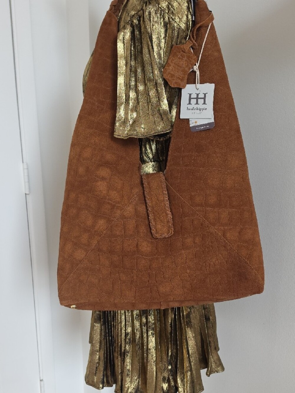 Haute Hippie Cognac Suede Shoulder Hobo - Picture 8 of 8